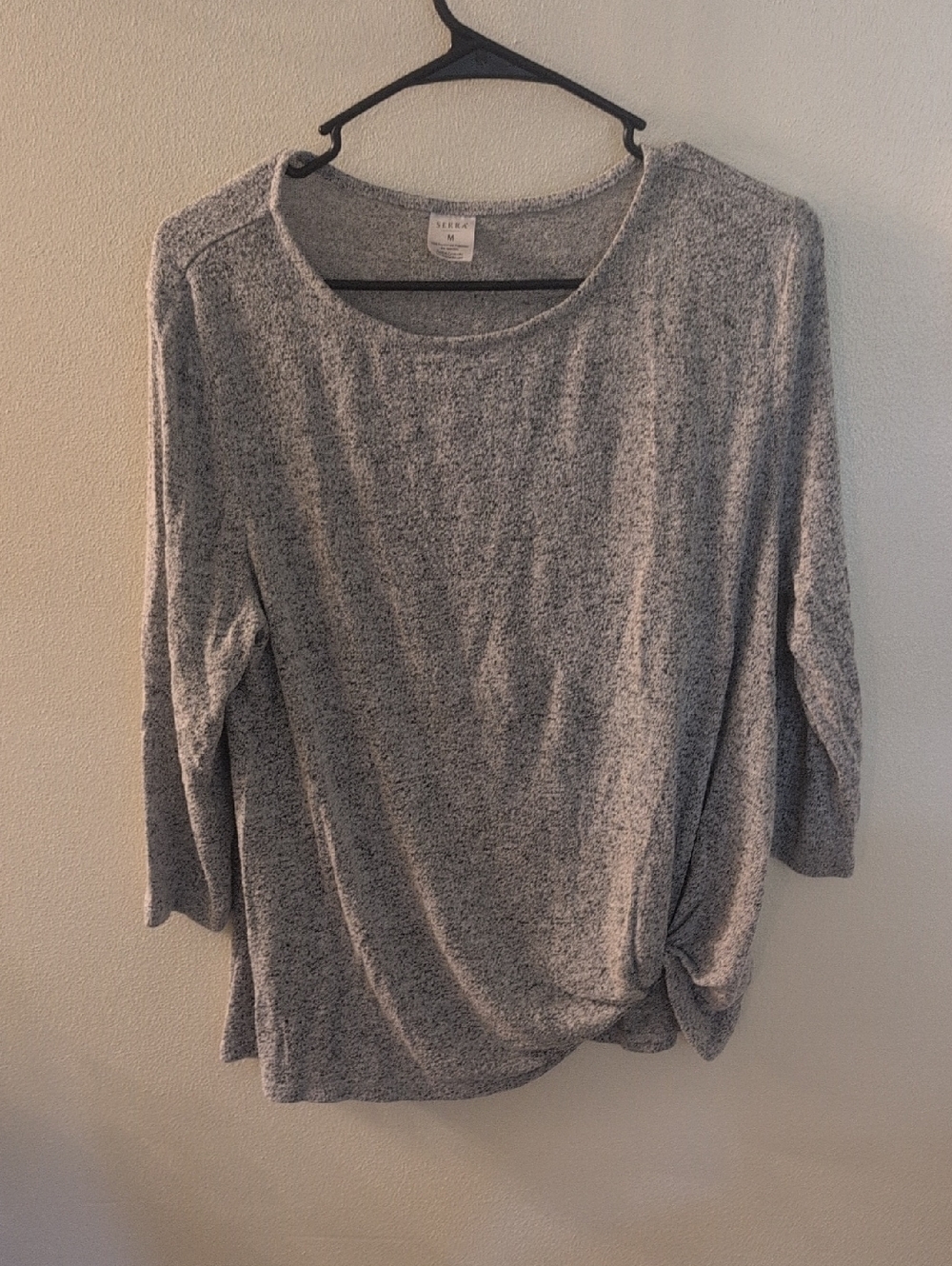 Serra Gray Knit Twist-Hem Top